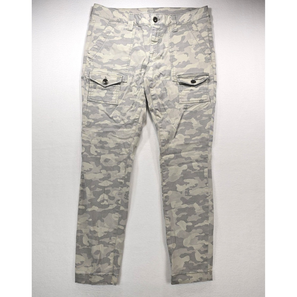 Gap Khakis Womens Grey Camo Cargo Pants Slim Tapered‎ Size 8R Camouflage Utility